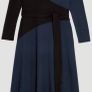 Jaeger Jersey Colour Block Tie Waist Midi Dress Image 2