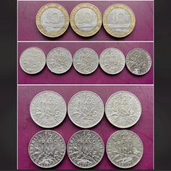 Vintage 1960-90s French Franc Coin Lot Mixed Denominations (10 1, and 1/2 Francs)