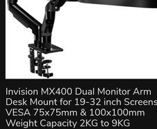 Invision MX400 Dual Monitor Arm
