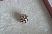 Pandora Abundance of Love charm, of openwork pink enamel hearts accented by two 14k gold hearts, perfect condition, fully hallmarked