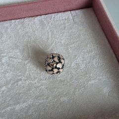 Pandora Abundance of Love charm, of openwork pink enamel hearts accented by two 14k gold hearts, perfect condition, fully hallmarked