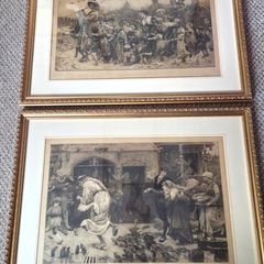 Rare Pair of Antique Etchings "Pied Piper" - R.W. Macbeth (Signed & Dedicated to J.W. North)