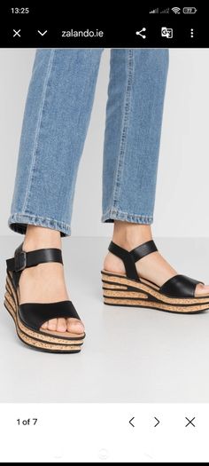Gabor Black Wedge Sandals, size 5
