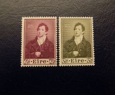 Irish stamp pair 1952.Mint hinged.Centenary of the Death of Thomas Moore.
