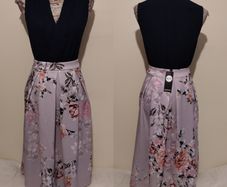 Boohoo Pastel Floral Box Pleat Lilac Skirt NEW WITH TAGS