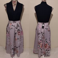 Boohoo Pastel Floral Box Pleat Lilac Skirt NEW WITH TAGS