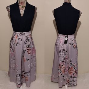 Boohoo Pastel Floral Box Pleat Lilac Skirt NEW WITH TAGS