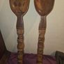Large carved wooden Spoon and Fork lenght 24 inches Image 4