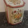 Funky Retro Mid-Century 1950's Tin Tea Caddy, with a Stylish Embossed Floral Design an Unusual Shape, with a Cushion Lid, by Baret Ware in the Monetery Design Image 3