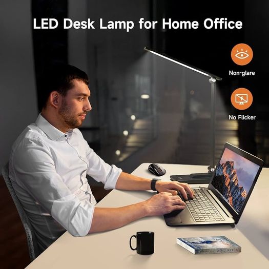 One Fire LED Desk Lamp,15 Modes LED Desk Light,500 Lumen LED Lamp,Dimmable Reading Lamp,Desk Lamps Office,Adjustable LED Table Lamp,Black Desk Lamps for Study Lamp,Reading Lamps for Bedside Table