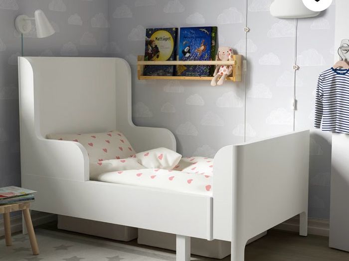 Extendable bed, white, 80x200 cm
