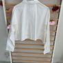 shirt bnwt white cropped shirt size 14 with crochet inserts Image 6