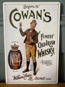Cowans whiskey Tin Metal Sign