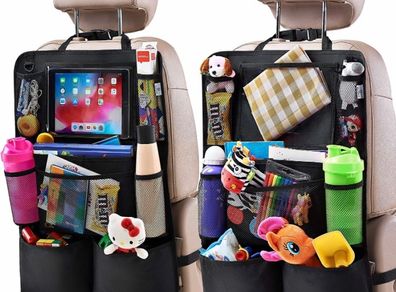Car Seat Organiser, Kick Mats Back Seat Protector with Touch Screen Tablet Holder, Car Backseat Organiser for Kids (2 PCS)