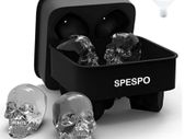 3D Skull Ice Cube Moulds, Silicone Ice Cube Tray Maker,Makes 4.6 X 4cm ice Skulls for Gin Glasses, Whiskey, Scotch, Cocktail and Liqueur Glasses-Black