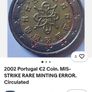 RARE 2002 2euro Portugal miss strike CIRCULATED Image 4