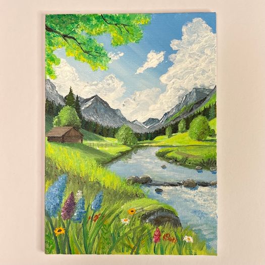 Original acrylic painting on canvas board