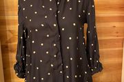 Hobbs dress knee length navy and white dots long sleeve size 8