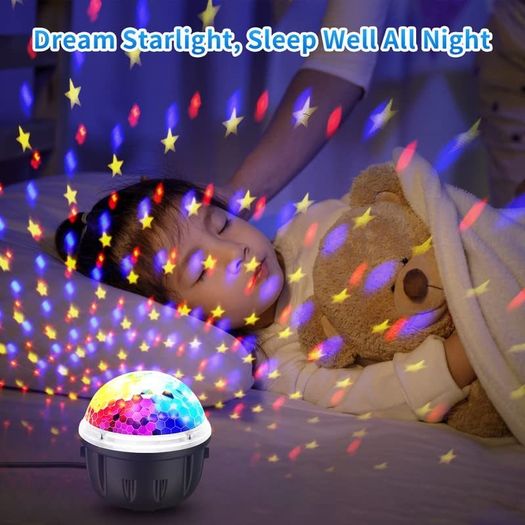 Disco Lights, 360Rotation Music Activated Disco Ball Lights with 4M/13ft USB Cable & Remote Control - [ Dynamic Star Pattern Effect ] 3W RGBY Party Lights for Kids Birthday/Home Gathering/Xmas Decor