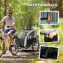 2in1 Kids Bike Trailer Stroller with 5Point Harness Safety Flag Wind Cover Black Image 3