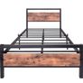 3ft Single Bed Frames Solid Bedstead Base with Wood Headboard Image 8