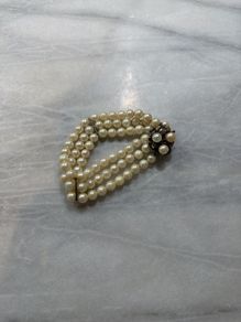 Vintage 14K White Gold & Triple-Strand Cultured Pearl Bracelet