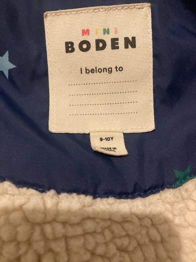 Mini Boden star winter coat size 9-10