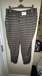 Matalan Papaya Black with Blue, Brown and Cream Pattern Tapered Trousers