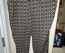 Matalan Papaya Black with Blue, Brown and Cream Pattern Tapered Trousers