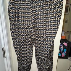 Matalan Papaya Black with Blue, Brown and Cream Pattern Tapered Trousers