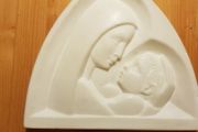 Beautiful Alabaster Image Of Virgin Mother And  Child By French Sculpture  R Gourdon