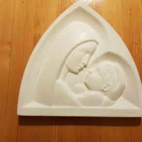 Beautiful Alabaster Image Of Virgin Mother And  Child By French Sculpture  R Gourdon