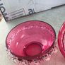 Antique Art Glass Cranberry Red Ruffled Lidded Candy Dish Image 3