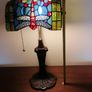 New Tiffany Bankers Lamp  Dragonfly Stained Glass Image 10