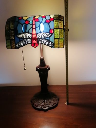 New Tiffany Bankers Lamp  Dragonfly Stained Glass
