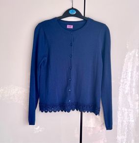 F&F Girls Cardigan 11-12Y | Navy Blue with Lace