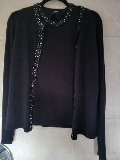 M&S black twin set cardigan and top with nice neck detail