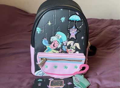 Loungefly Unbirthday Alice in wonderland backpack & wallet