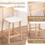 Bar Stools Set of 2 Bar Chairs PU Leather Counter Stools Bistro Stools Made of Wood Kitchen Stools with Backrest for Kitchen Island/Dining Room/Living Room (White) Image 4