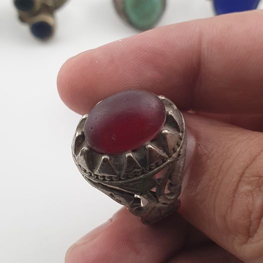 Antique Ring Collection Lot of 15 Mixed Brass & Stone,Glass Antique Style Rings