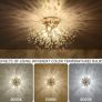 Modern Crystal Chandeliers Ceiling Light, Fireworks Chandelider, Gold K9 Crystals Ceiling Lights, Flush Mount Lighting, 6 G9 LED, Golden Lamps for Living Room, Bedroom, Dining Room, Hallway (FREE POSTAGE) Image 4