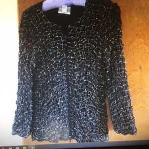 Black Sequin Designer Joseph Ribkoff Jacket 10/12