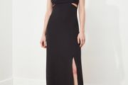 TRENDYOL Black Woven Cut Out Detail Side Split Maxi Size 14!