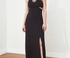 TRENDYOL Black Woven Cut Out Detail Side Split Maxi Size 14!