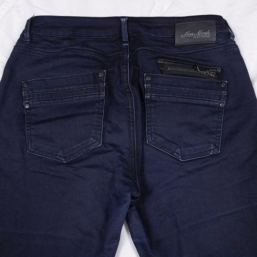Mos Mosh Dark Blue Moto Biker Zip Detail Skinny Denim Jeans Size 28/10UK/38EU
