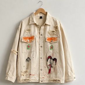 Hand-painted graffiti denim jacket