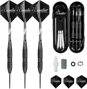 FREE P&P Steel Darts Set, Professional 23g Darts Tip with Non-Slip Stainless Steel Shaft, Poly Flights, PVC Shafts, Dart Sharpener, Rubber Rings, Flight Protecter, with Gift Box