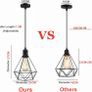Pendant Light Black Metal Cage Ceiling Hanging Lamp Adjustable Basket Pendant Lighting for Kitchen Island Bedroom Bar Cafe Hallway, Metal E27 Lampholder, Larger Cage Image 3