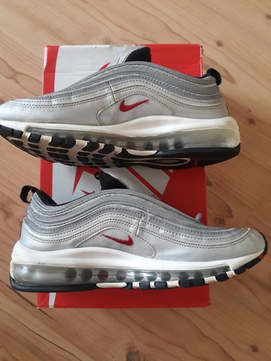 Nike Air Max 97 Silver Bullet (GS) Size UK-5.5/EUR-38.5 918890-001 Metallic Silver/Varsity Red-White-Black-2016