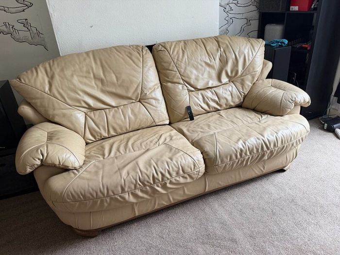 Free!- 3 seater sofa real leather hardwood